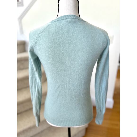 Halogen Nordstrom Aqua Blue Green Crewneck Cashmere Sweater - Picture 3 of 6